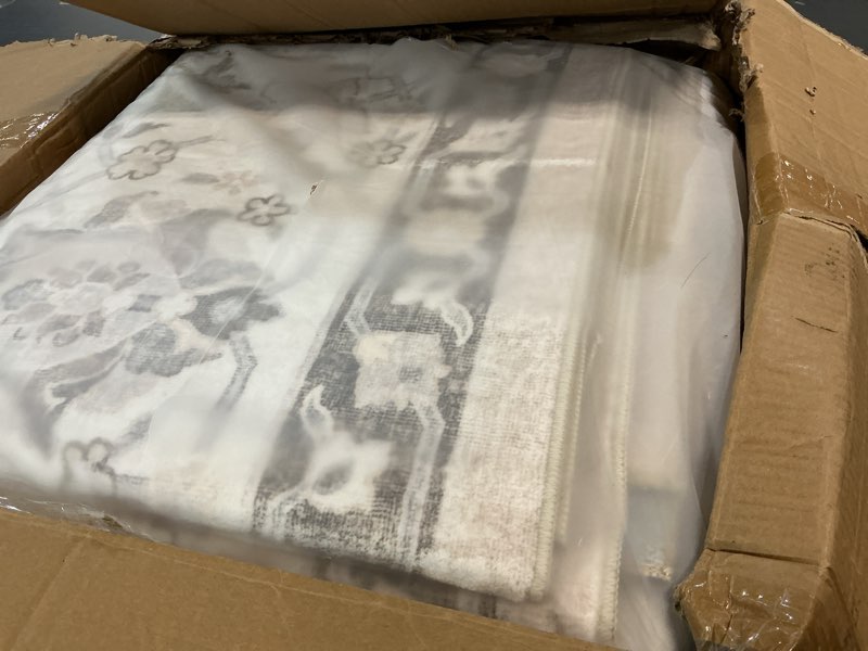 Condition photo showing Good Condition for 10x14 washable vintage area rug - large rugs for living room soft stain resistant carpet with non-slip backing low pile water resistant rug for king size bed pet friendly home decor mat(10x14 beige) 10' x 14' (rectangular) beige