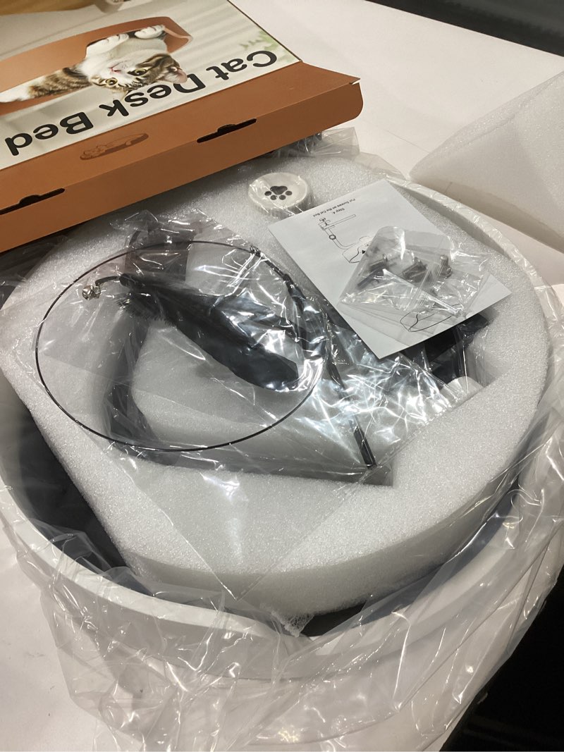 Clioran Cat Desk Bed Large Perch Nest with Teaser Easy Install,Space Saving Mount Design,Sturdy Fram