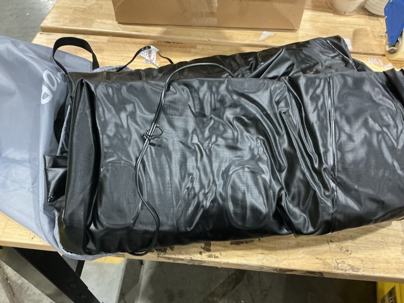Condition photo showing As Is for cherimor queen air mattress with built-in pump, 18" raised comfort, 48hr leak-proof test, upgraded honeycomb pillar design, supports 800 lbs, 3-min inflation-inflatable bed for home guests & camping black queen 18in