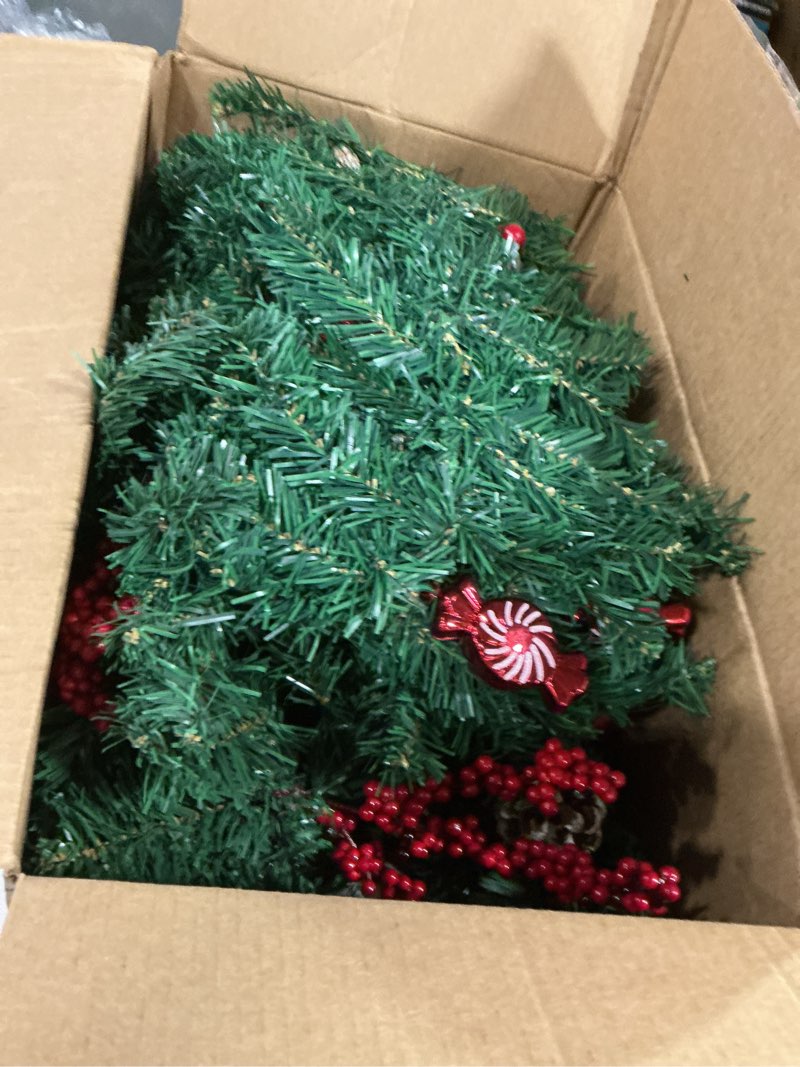 Condition photo showing Good Condition for MorTime 4 Pack 9 FT LED Christmas Garland with Pinecones Red Berries Bows Christmas Balls Candies, M