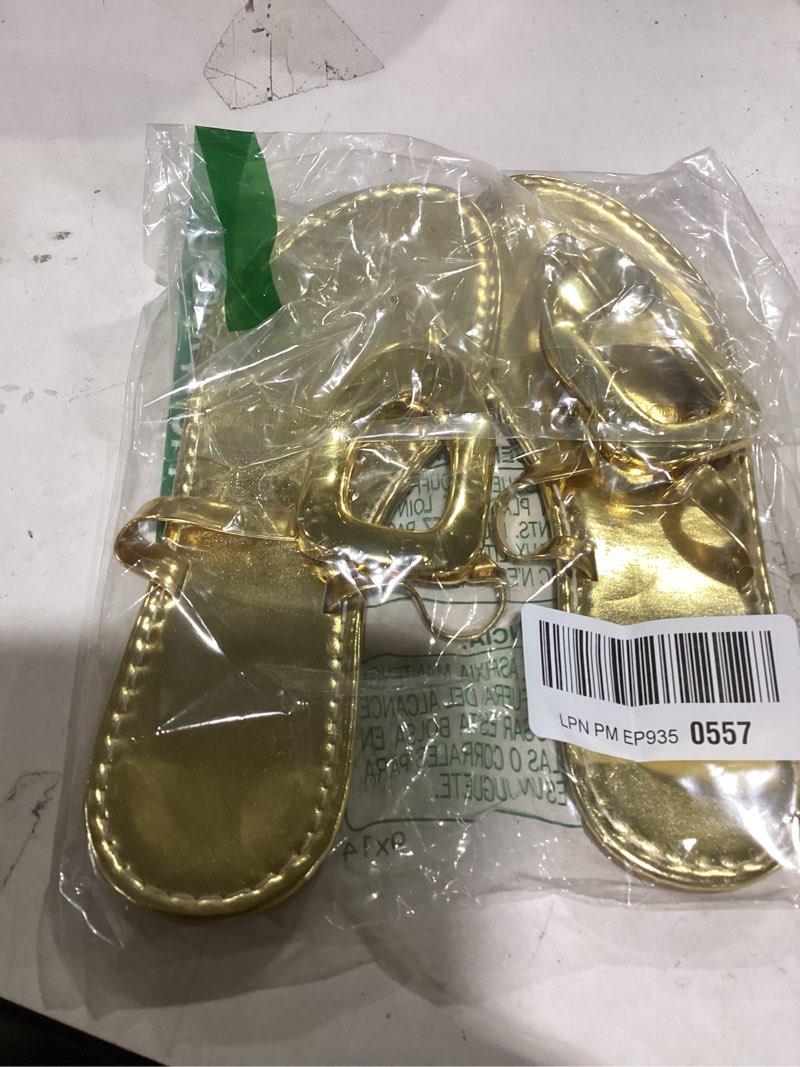 GORGLITTER Women's Gold Flip Flops Thong Flat Sandals 2025 Dressy Summer Vacation Open Toe Slides Go