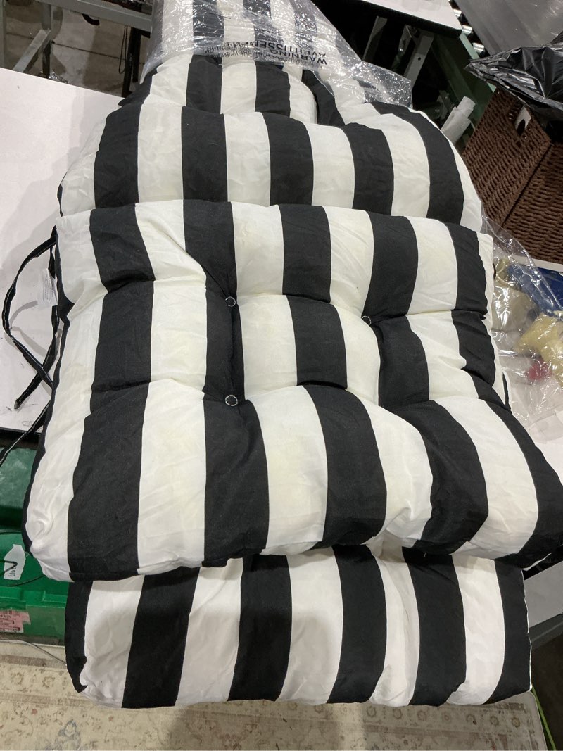 Condition photo showing Good Condition for enipate weather resistant adirondack chair cushions set of 2 high back indoor outdoor patio tufted lounge cushion seat pads blue white stripe 2-pack