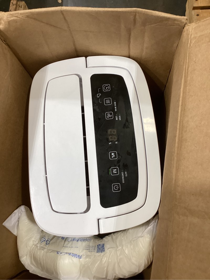Condition photo showing As Is for waykar 120 pints 2025 energy star home dehumidifier for spaces up to 6,000 sq. ft, ideal for basement, bathroom and large room with drain hose, portable, auto defrost and self-drying 120 pints 6000 sq. ft with drain hose