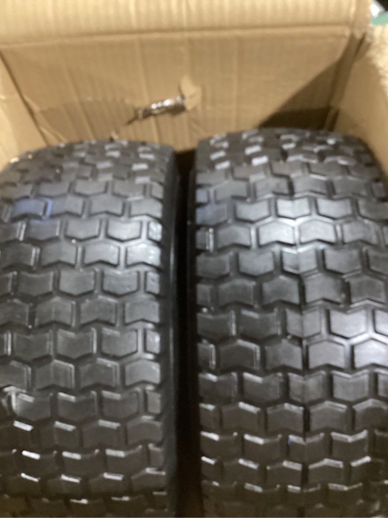 Condition photo showing Good Condition for GICOOL 15x6.00-6 Flat Free Lawn Mower Tire and Wheel, 15x6-6nhs Riding Mowers Lawn Tire and Wheel with 3/4" Bearing, 3" Centered Hub, 2 Pack 15x6.00-6 Flat Free (Turf Tread)