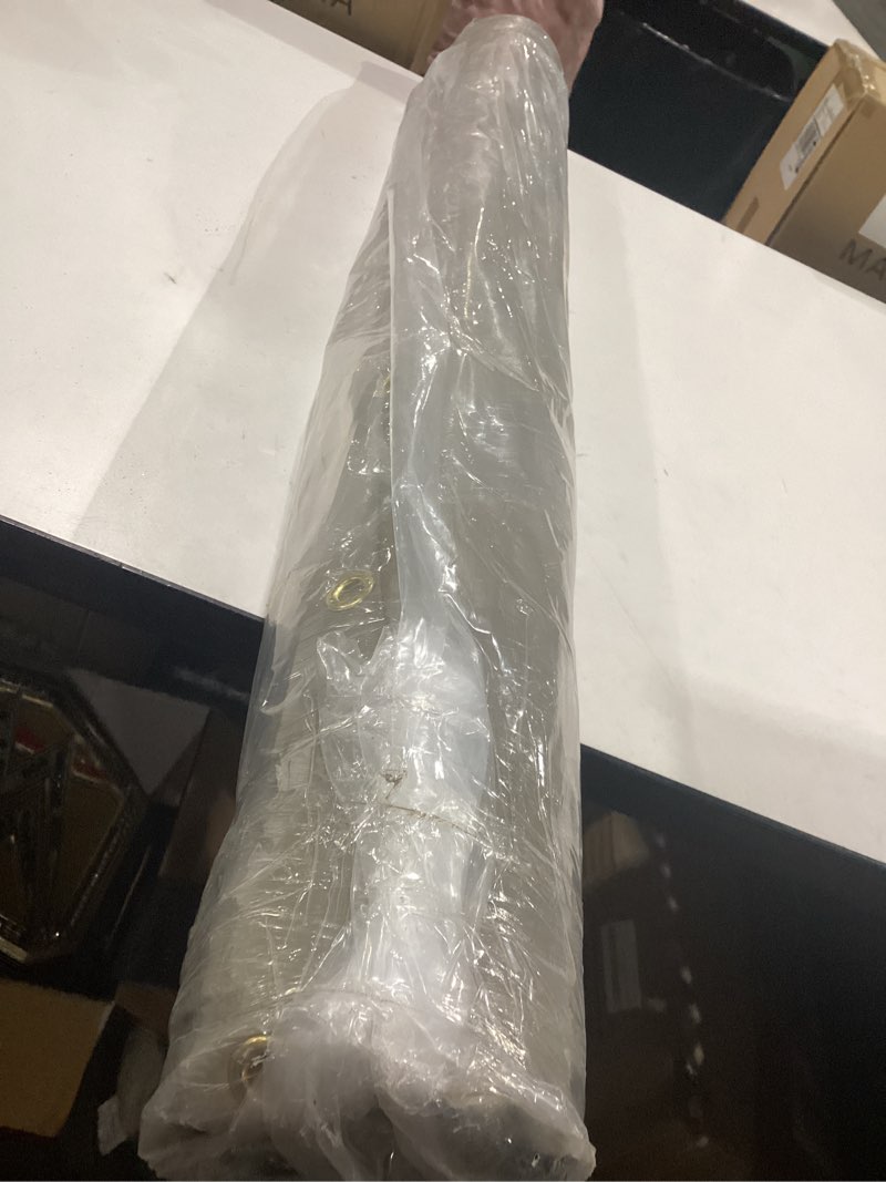 Condition photo showing New/Like New for covers & all outdoor clear panel curtain, 12 oz vinyl outdoor curtains for patio, weather resistant waterproof tarp with brass grommets for pergola, porch, gazebos, balcony (7'h x 12'w feet, beige) beige 7x12