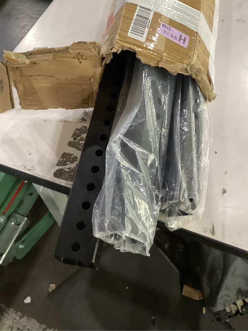 Condition photo showing Good Condition for 2 pcs 8 ft h x 2 in w square sign post with 7/16" dia mounting holes galvanized steel metal poles outside rust resistant industrial perforated tube for street, parking, construction (black) 2 black 8 ft x 2 in