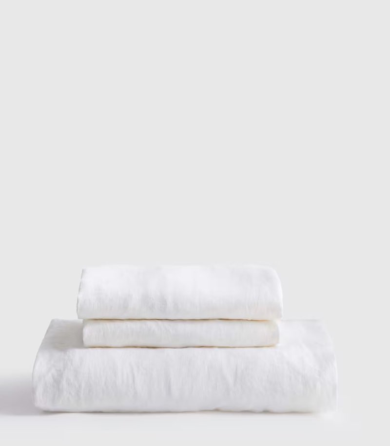 european linen fitted sheet set queen white 