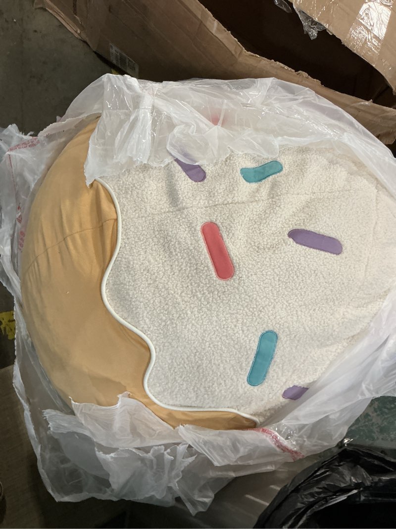 Condition photo showing Good Condition for donut bean bag chair - cute bean bag sofa with filler - ideal for girls room and dorm decor - oversized lounge chair for teens and kids - plush beanbag furniture for bedroom living room - 41inch