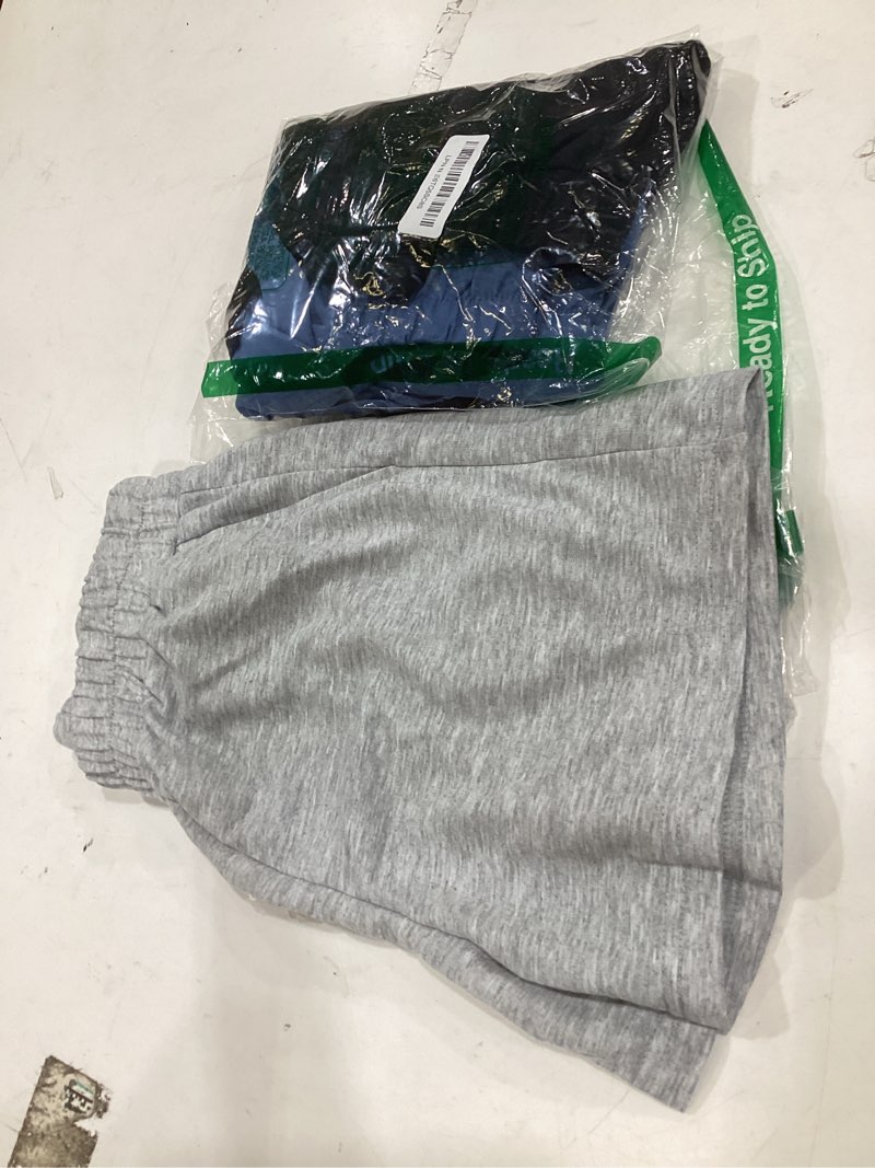 Condition photo showing Good Condition for 3 pack women's sweat shorts lounge comfy athletic shorts elastic waist summer workout casual pants with pockets black, light gray, haze blue small
