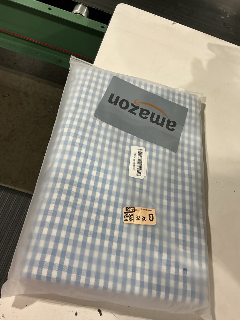 Condition photo showing Good Condition for tablecloths, rectangle vintage table covers pure cotton gingham tablecloths oversized christmas holiday home decorative checkered plaid table cloths for everyday dinner (blue, 120 x 60 inch) blue 120" x 60" (rectangular)