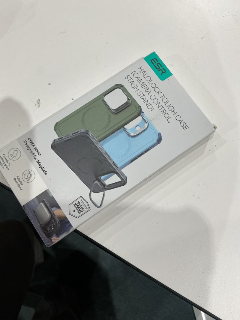 Condition photo showing Good Condition for esr for iphone 16 pro max case with stash stand, camera control, 23ft military-grade shock-absorbing drop protection, compatible with magsafe accessories, magnetic cyber series, gold gold iphone 16 pro max