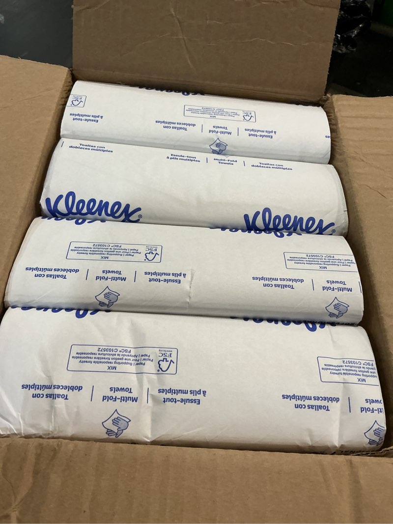 Condition photo showing New/Like New for kleenex professional universal multifold paper towels, bulk (02046), absorbency pockets, 9.2" x 9.4" towel, white (150 sheets/pack, 8 packs/case, 1,200 sheet total)