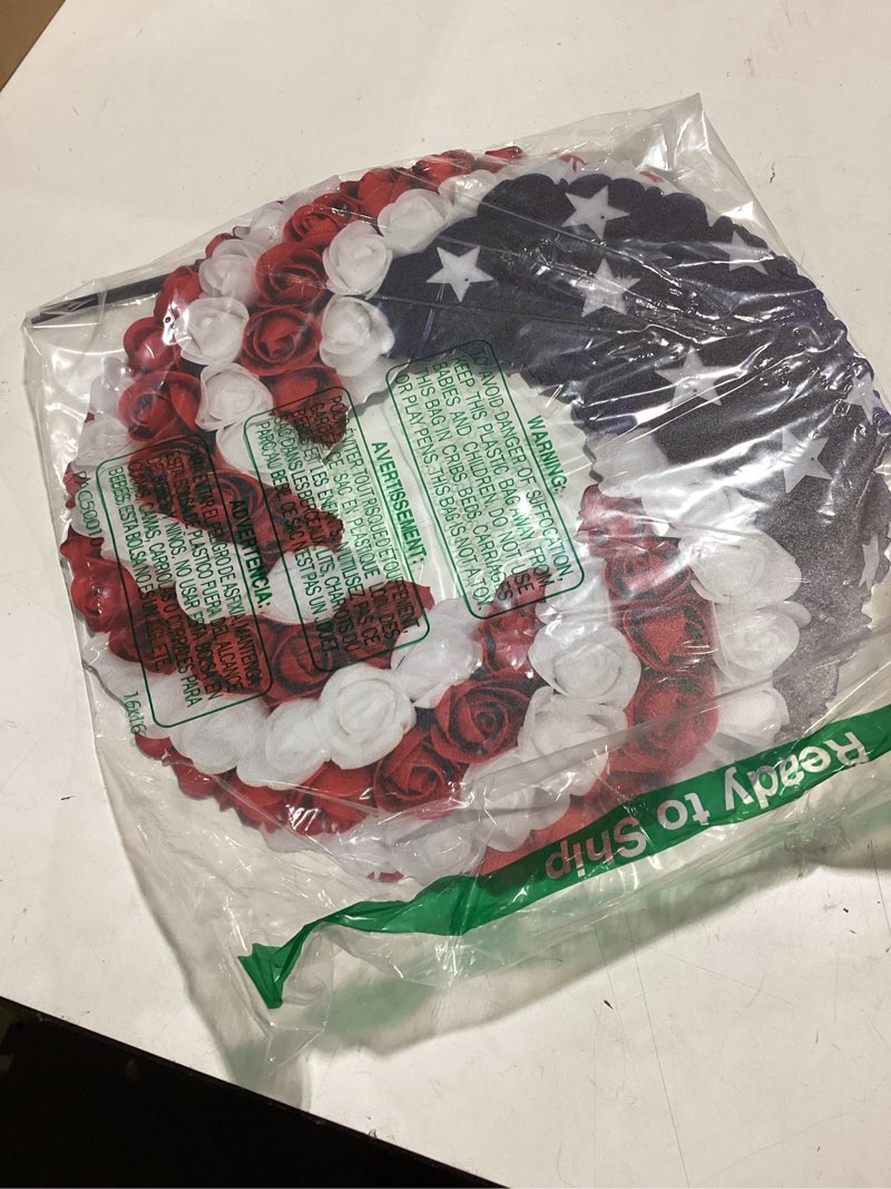 Condition photo showing Good Condition for metal 4th of july yard decoration patriotic 250th anniversary sign stake 14.2 inch rose wreath flag outdoor decor for independence day veterans memorial day outside lawn garden decor