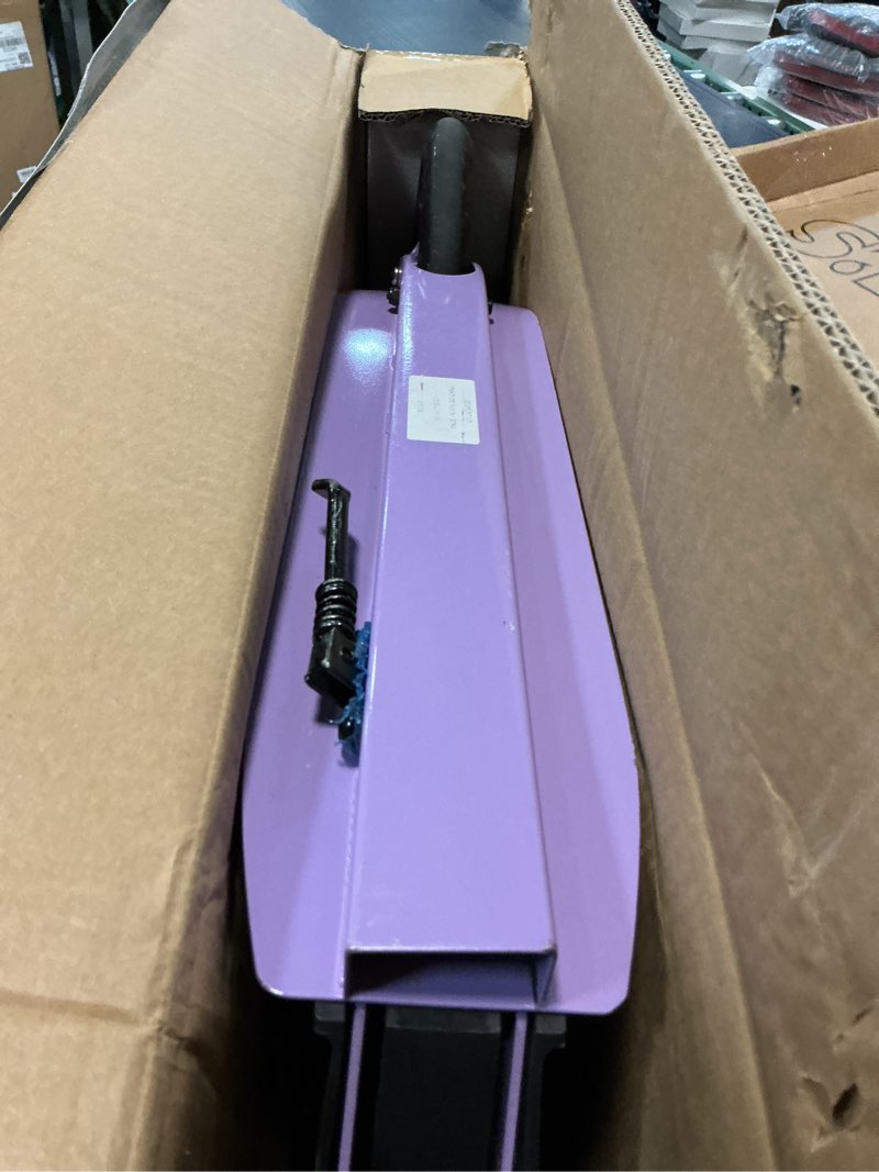 Condition photo showing As Is for nattork kick scooter for age 6+ kids teens adults, max load 240 lbs, adjustable height foldable with 8" large wheels, anti-shock suspension a-purple