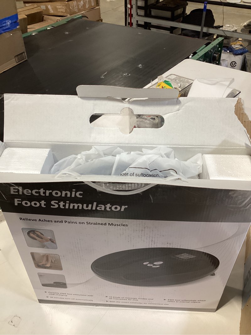 Condition photo showing New/Like New for Y&LJ EMS Foot Massager for Neuropathy and Circulation, Rechargeable TENS Foot Stimulator with 10 Modes & 50 Intensities, Pain Relief Foot Massager for Plantar Fasciitis, Gift for Mom Dad Black