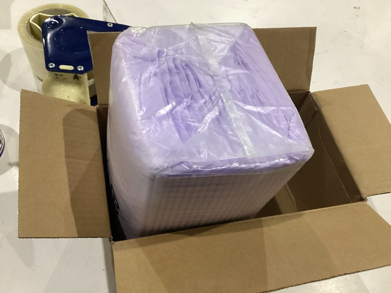 Condition photo showing New/Like New for amazon basics cat litter pee pads, odor control with fresh scent, super absorbent, multi cat, disposable, universal fit for litter box, purple, 20 count fresh 20 count