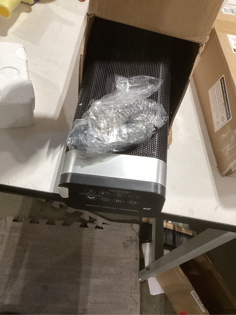 Condition photo showing As Is for Dumos 24inch Space Heaters for Indoor Use, Portable Heater with 3 Light Colors, Adjustable Thermostat with Remote, Tip-over Protection Up to 95°F, 60°Oscillation Sliver 24"*8.5"*6.7"