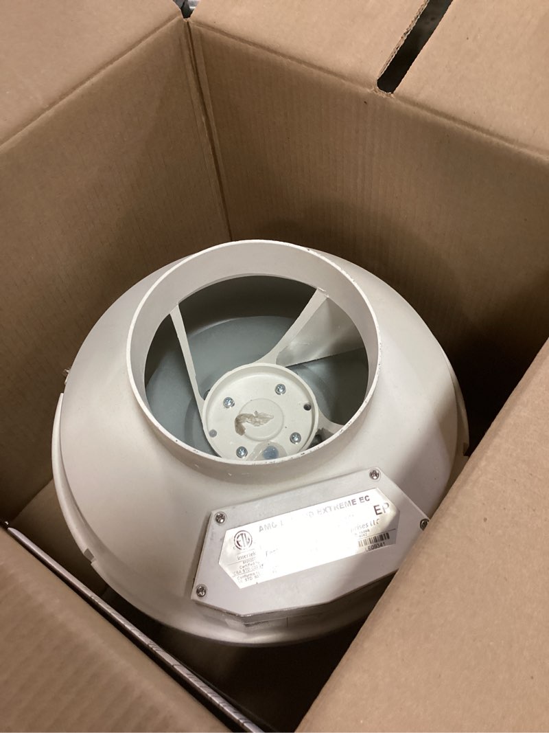 Condition photo showing Good Condition for Festa AMG Legend Extreme EC Radon Fan - Quiet and Energy Efficient 571 CFM Radon Mitigation System Inline Fan - 6" Electric Waterproof Inline Duct - Sturdy Glass Reinforced Poly-Resin White