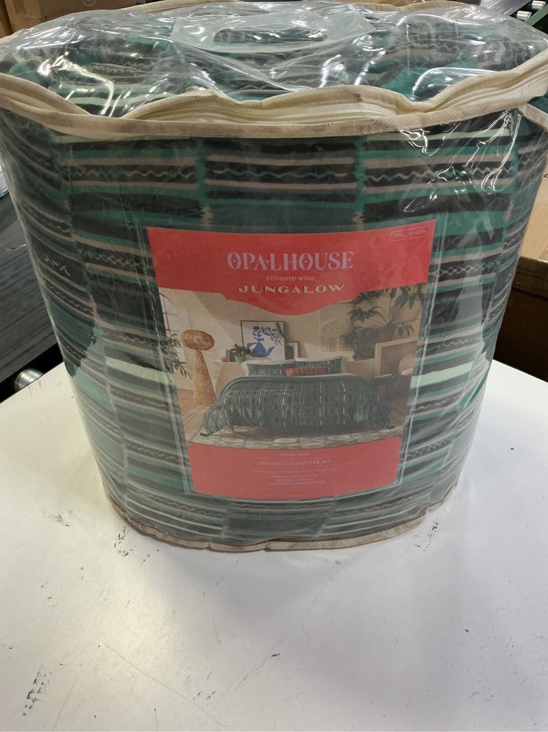 Condition photo showing Good Condition for opalhouse jungalow comforter set global lightweight fabric, teal, full/queen