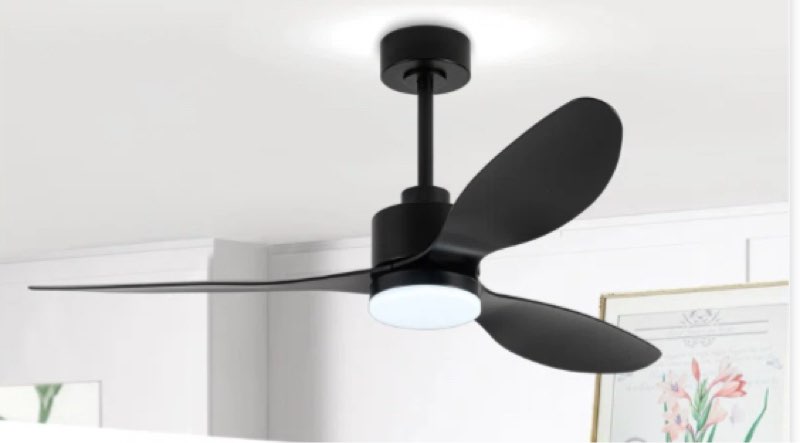 loritta 52'' 3 - blade large indooor ceiling fan with light kit and remote, 3 led colors, 6 speed noiseless dc motor, timer