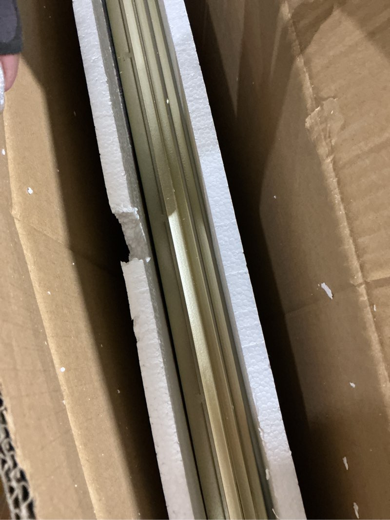 Condition photo showing Good Condition for gold rectangle mirror, 24"x36" vanity mirror for over sink, sophisticated geometric mirrors, modern art elegant mirrors for bathroom living room bedroom entryway hallway gold 24"l x 36"w