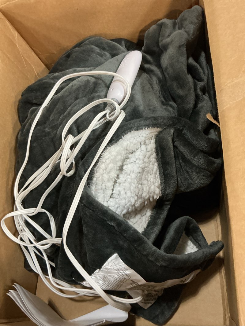 Condition photo showing Good Condition for Electric Blanket Full Size Heated Blanket 72X84in - Heating Blanket Soft Plush Sherpa with 5 Heating Level & 10 Hour Auto Off, ETL Certified & Overheat Protection, Gifts for Grandma(Charcoal Grey) 01-charcoal Grey Full 72" x 84"