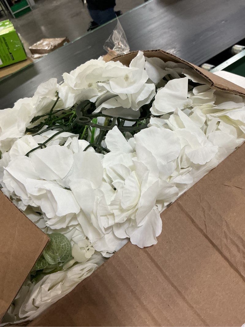 Condition photo showing As Is for white flowers balls for centerpieces: 10 pcs 11.8" diam flower centerpieces for tables in wedding reception decorations arrangement for party celebration planners white 11.8" diam - 10 pcs