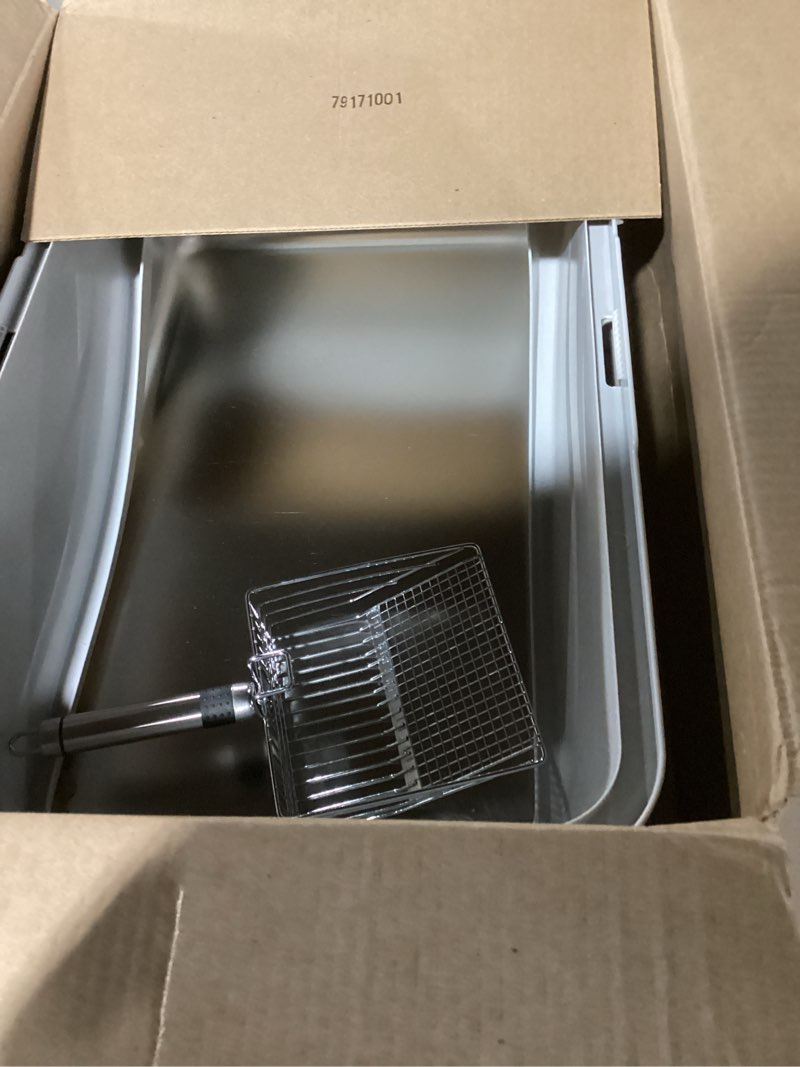 Condition photo showing Good Condition for stainless steel litter box | xl enclosed cat litter boxes with lid for big cats | high sided, anti-urine leakage | non-stick bottom & includes litter mat & metal scoop