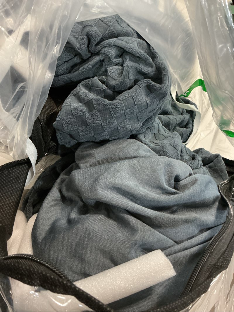 Condition photo showing As Is for ZNSAYOTX Sectional Couch Covers, Stretch Jacquard Slipcovers with Elastic Bottom for L-Shape Sectional Sofa, 2 Pcs Pet Friendly Modular Sofa Protector (3 Seat Couch + 3 Seat Chaise, Dark Grey) 3 Seat Sofa + 3 Seat Chaise Dark Grey