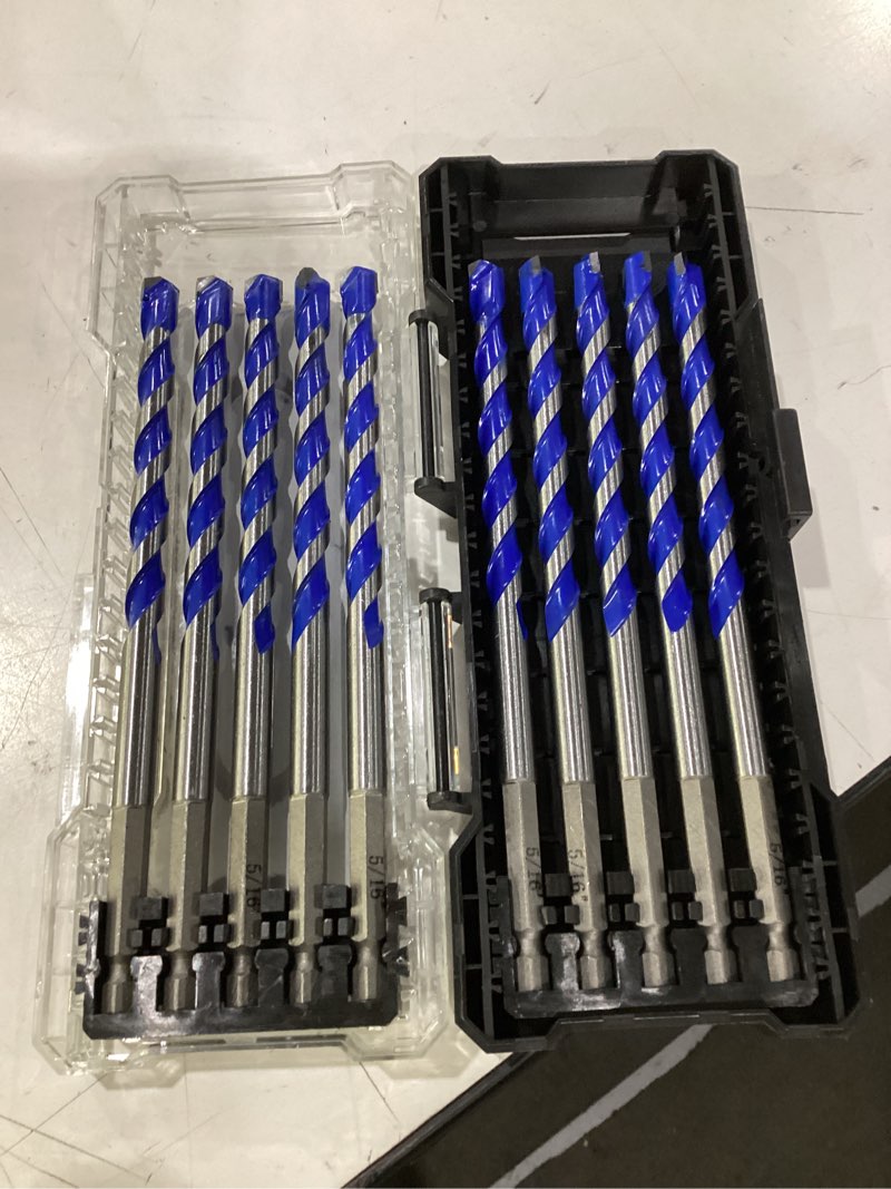 Condition photo showing New/Like New for 10 pack 5/16 inch concrete drill bit set,masonry drill bit set with hex shank,carbide tip drill bits for concrete, tile,brick, plastic, cement,glass and ceramic (5/16"?10 pcs?)