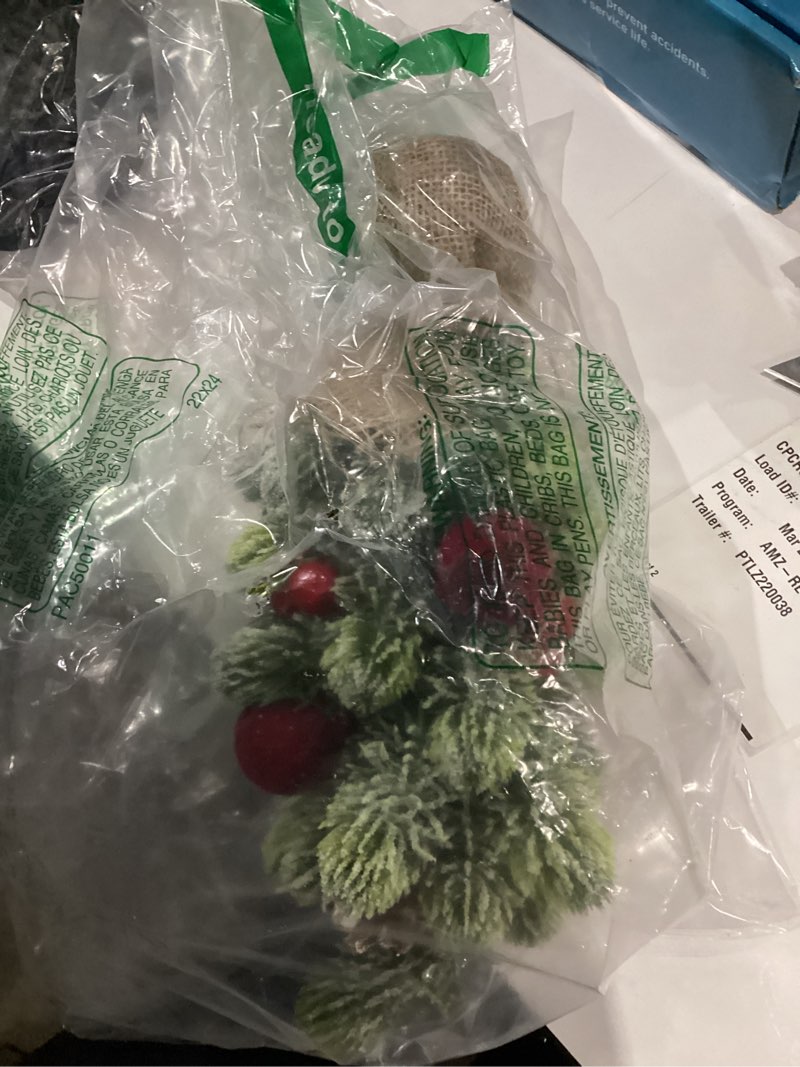 Condition photo showing Good Condition for Burlap Small Christmas Tree Decor with Lights - Mini Tabletop Artificial Tree Centerpiece for Indoor Home Office Desk Holiday Decorations(Red Ornament)