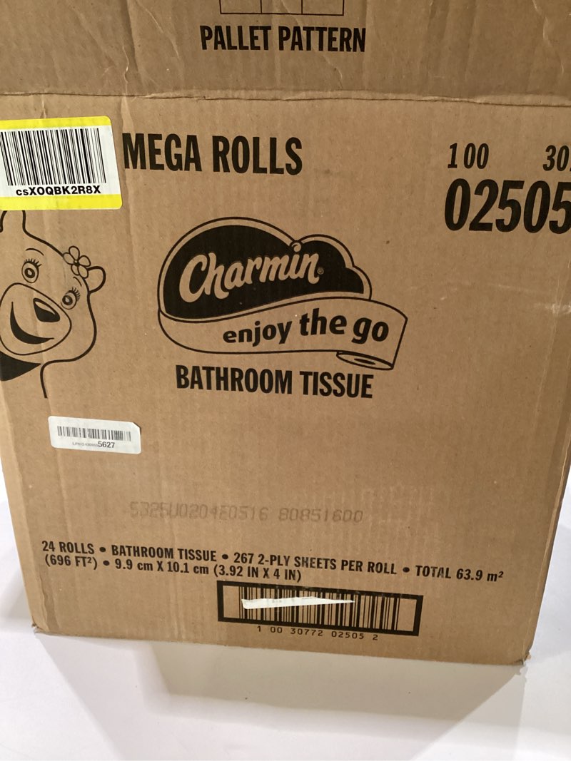 Condition photo showing New/Like New for Charmin Ultra Soft Cushiony Touch Toilet Paper, 24 Family Mega = 123 Regular Rolls, White Family Mega 24 Rolls (267 Sheets)