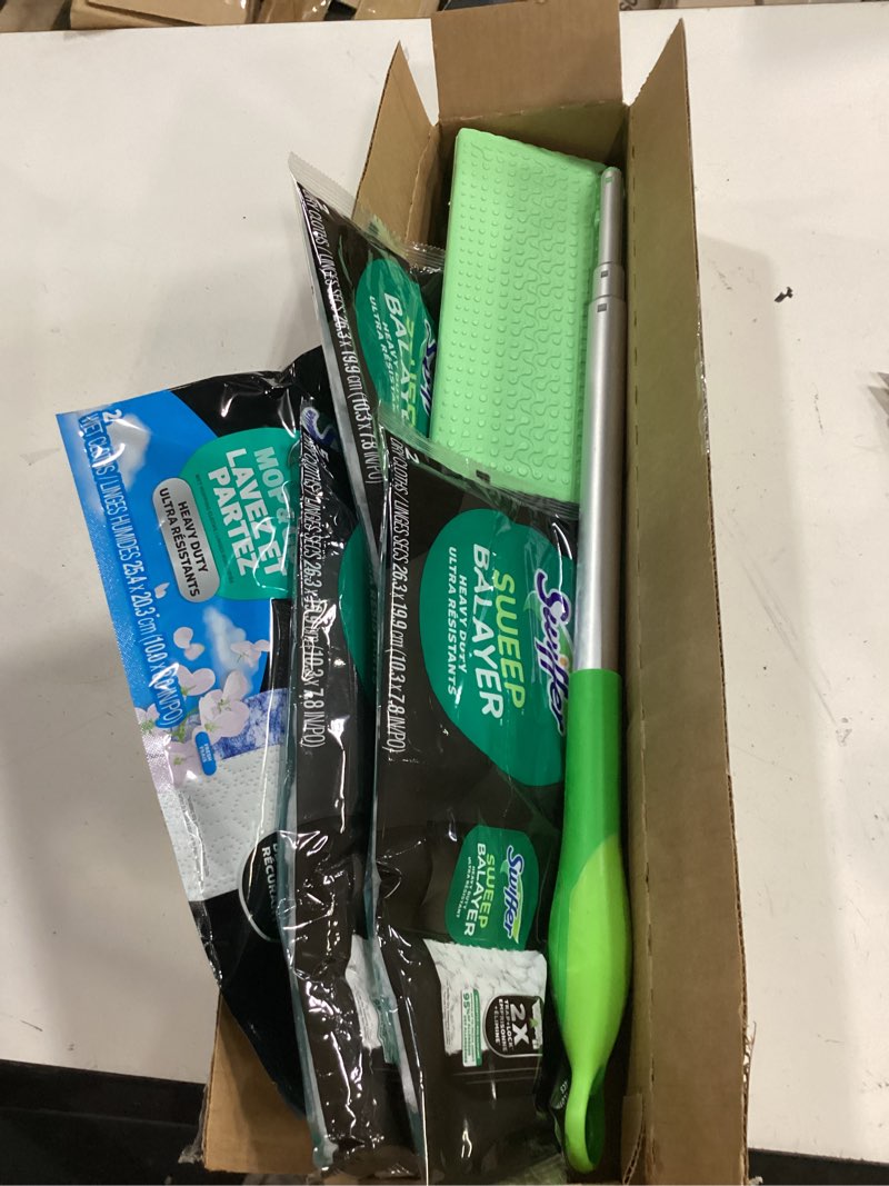 Condition photo showing Good Condition for swiffer hair magnet deluxe starter kit with collapsible pole, hair magnet dry cloths,  & go wet cloths