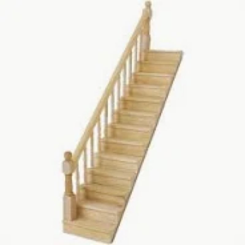 Miniature Stairs 1:12 Scale Dollhouse Furniture Wooden Handrail DIY Unpainted Staircase Dollhouse Ac