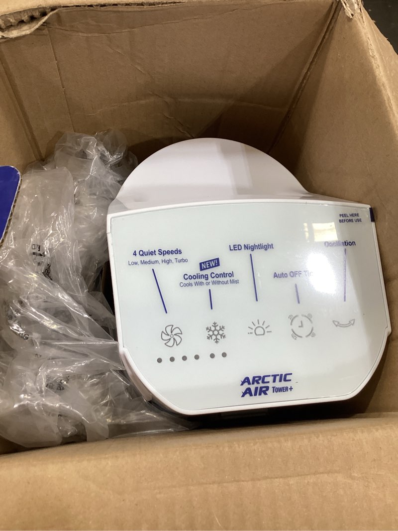 Condition photo showing As Is for arctic air tower+ 150 sq ft evaporative cooler 150 cfm