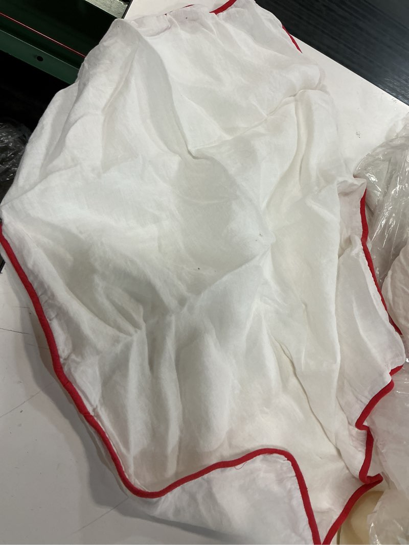 Condition photo showing As Is for red linen throw pillow cover: contrast piping, custom size