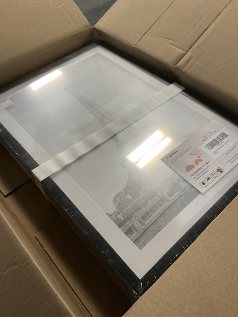 Condition photo showing Good Condition for upsimples 13x19 Picture Frame Set of 5, Display Pictures 11x17 with Mat or 13 x 19 Without, Wall Gallery Poster Frames, Black Black 13x19