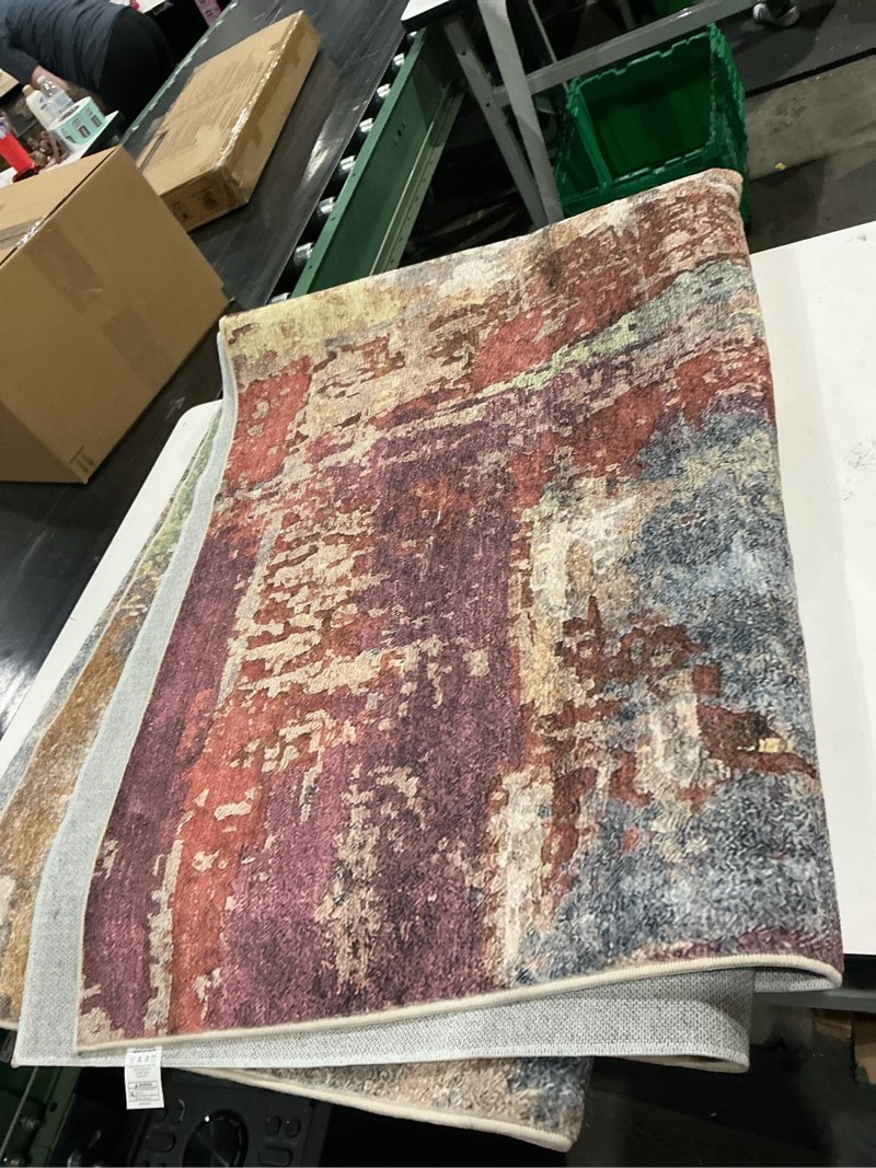 Condition photo showing As Is for similar to not exact indoor/outdoor indoor outdoor area rug, easy clean, machine washable, non shedding, bedroom, living room, dining room, kitchen, patio rug