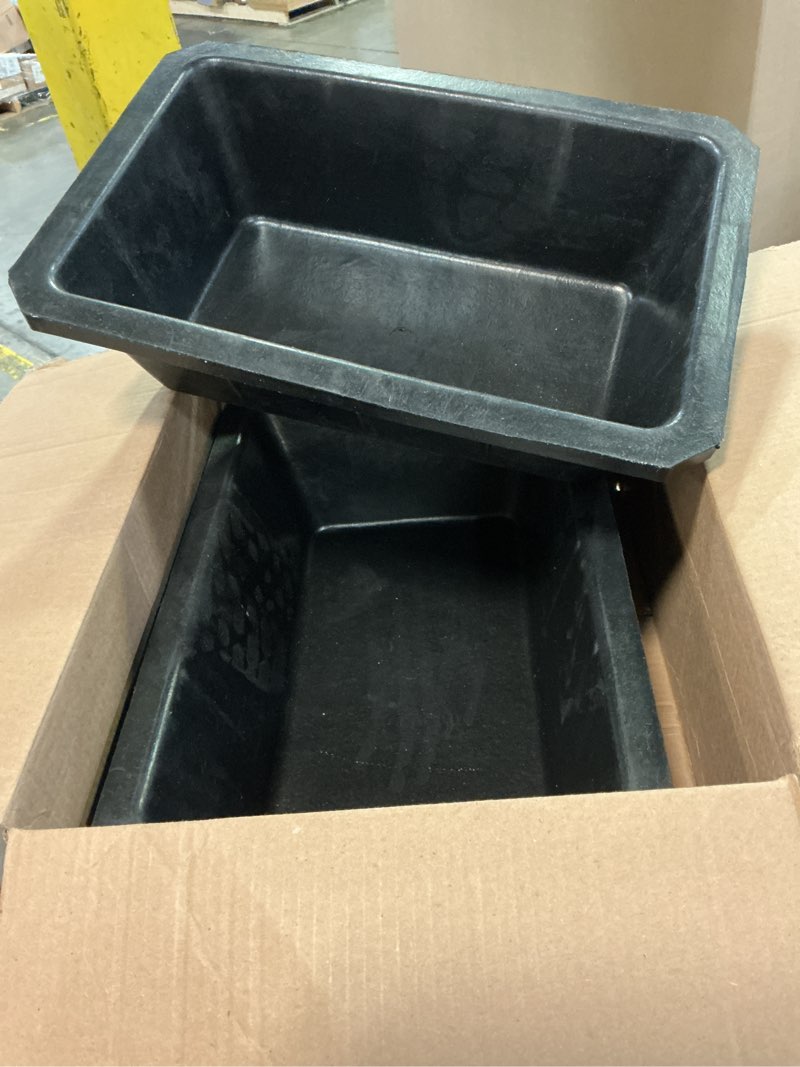 Condition photo showing Good Condition for Sadnyy 3 Pcs Rubber Feeder Pan, 2.5 Gallon Horse Feed Bucket Rubber Feed Pan Large Utility Heavy Duty Horse Trough Feeder for Goats Horses Livestock Animal Feeding, 17.7 x 11.8 x 5.3 inches