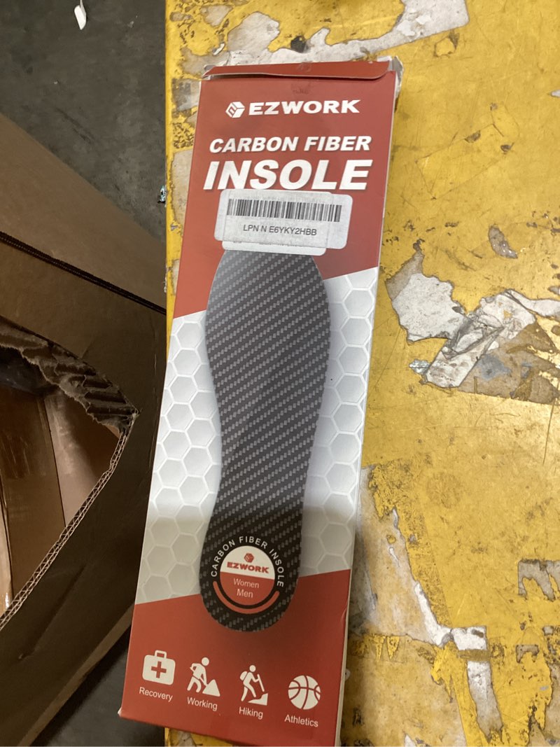 Condition photo showing As Is for carbon fiber insoles, carbon fiber foot plate 1 pair rigid shoe insert support turf toe, foot fractures, morton extension, hallux rigidus and limitus - alternative to post op shoe 9.64"-men's 7-7.5/women's 8-8.5,245mm black-1 pair