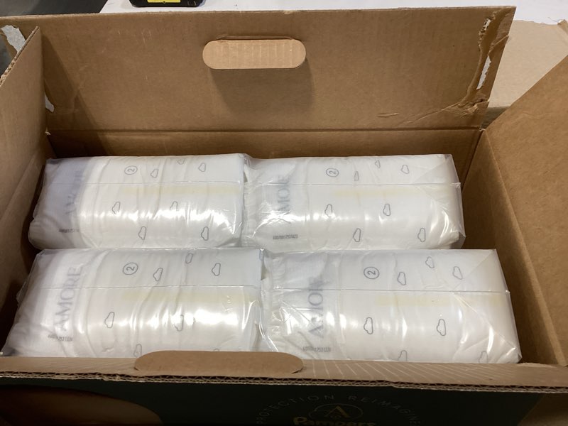 Condition photo showing Good Condition for pampers amore, size 2 (10-22 lbs), 120 count, our best diaper – hypoallergenic & fragrance free, up to 100% leakproof, soft as cashmere size 2 120