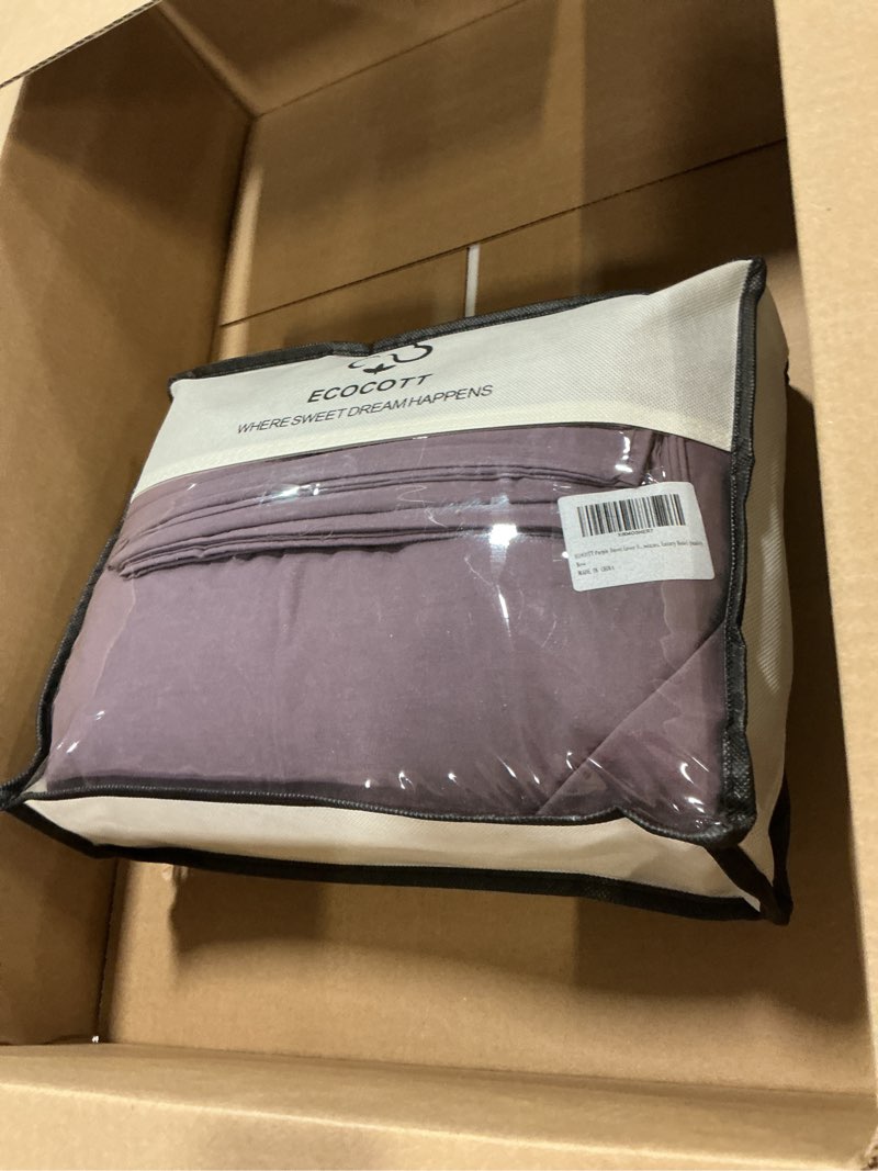 Condition photo showing Good Condition for ECOCOTT Duvet Cover Set, 100% Washed Cotton Linen-Like Textured Soft & Breathable, Durable Comfy Bedding Set for All Seasons Oversized Queen Size, Lilac Purple Lilac Purple (No Comforter) Oversized Queen (98"x98")