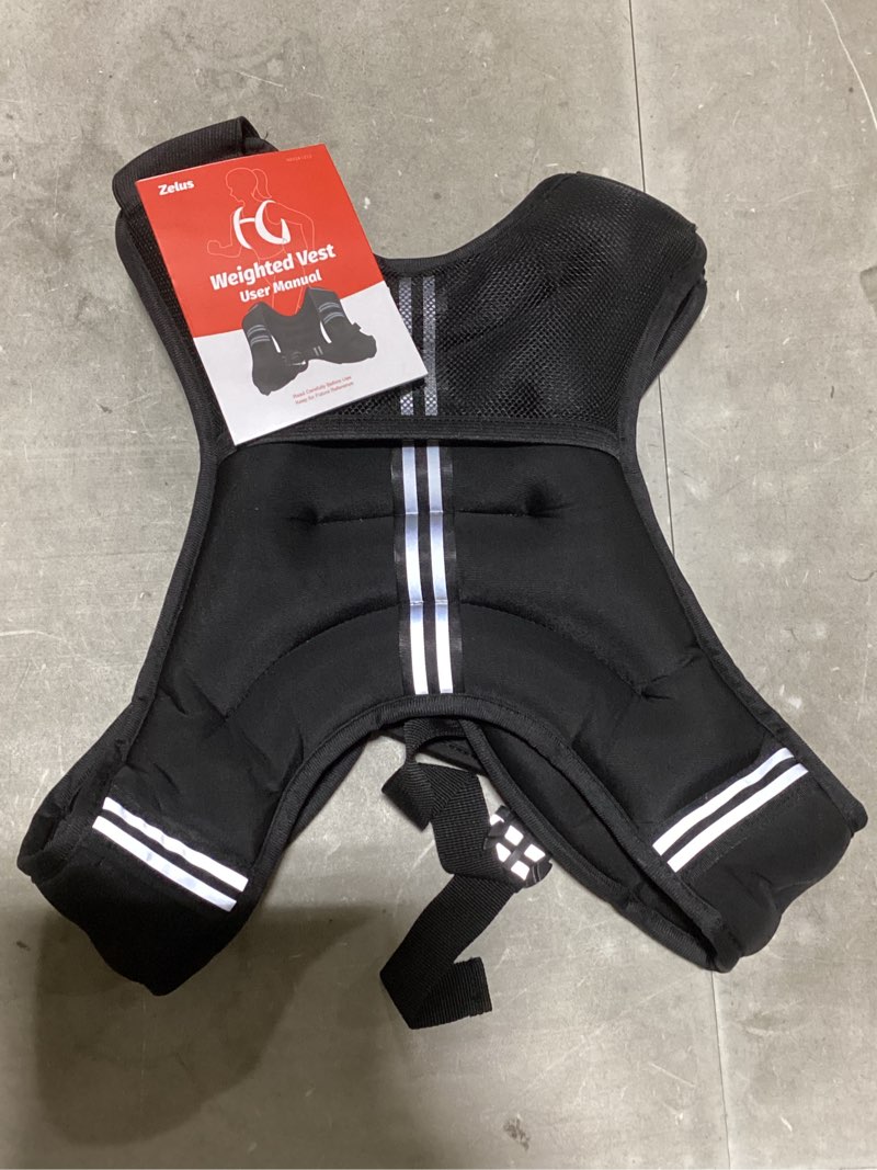 Condition photo showing Good Condition for zelus weighted vest, 6lb/8lb/12lb/16lb/20lb/25lb/30lb weight vest with reflective stripe for workout, strength training, running, fitness, muscle building, weight loss, weightlifting