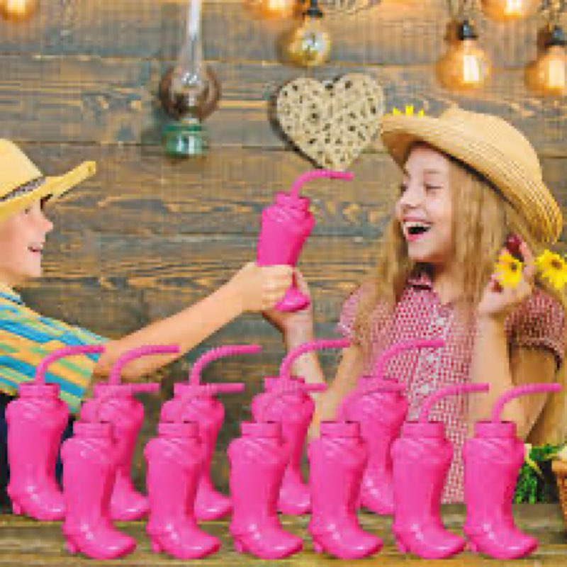 hoolerry 10 oz plastic cowboy boot cups with straws and lids plastic cowboy cups for western themed 