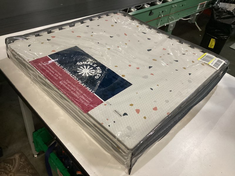 Condition photo showing New/Like New for extra large baby playmat, non-toxic eva foam, 176cm x 117cm interlocking tiles, easy clean crawling mat for babies, infants, toddlers (terrazzo multi) multi color