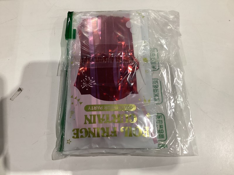 Condition photo showing New/Like New for 2 Pack Backdrop Curtains, 3.28 Feet x 7.05 Feet Red Pink Backdrop, Metallic Fringe Curtains Tinsel Backdrop Party Streamer, Babie Backdrop Valentines Day Happy Birthday Party Supplies Decorations 2 PCS Red Pink
