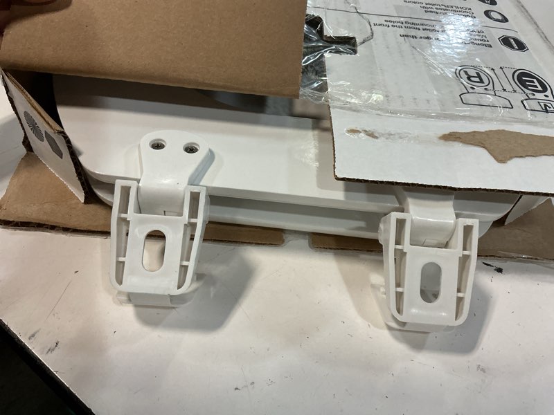 Condition photo showing As Is for kohler k-20110-0 brevia elongated toilet seat with grip-tight bumpers, quiet-close seat, quick-attach hardware, white