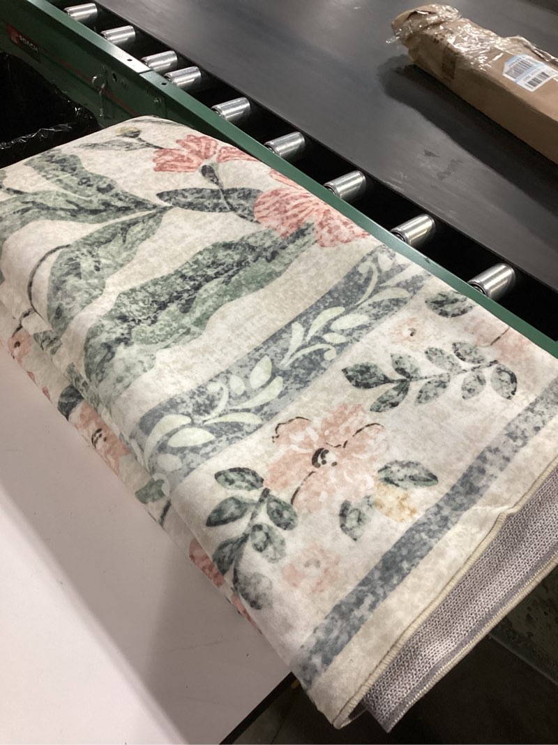 Condition photo showing Good Condition for Morebes Boho Rugs for Living Room, Large 8 x 10 Area Rugs for Living Room Non Slip,Soft Ultra-Thin Distressed Floral Throw Carpet for Bedroom Office Dining Room, Cream/Multi