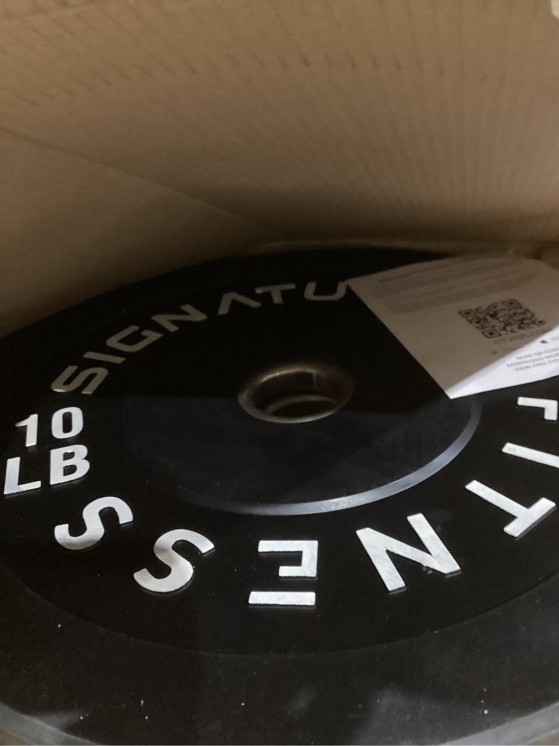 Condition photo showing As Is for Fitvids 2" Olympic Bumper Plate Weight Plates with Steel Hub, 10LB, Pair, Black, Updated