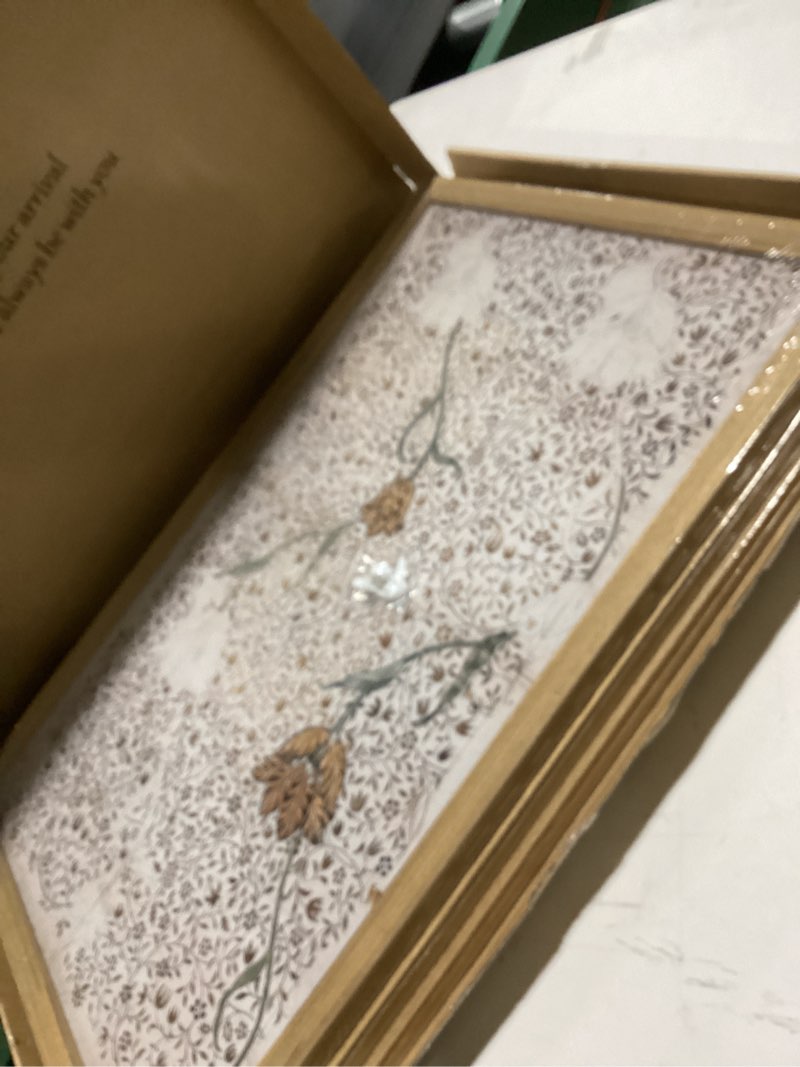 Condition photo showing Good Condition for Set Of 3Vintage Floral Wall Art Set With Delicate Botanical Patterns For Home Wall Decor Art Prints Perfect For Living Room Bedroom Office 16X24 Inch Wood Framed Easy To Hang floral print 24L" x 16W"